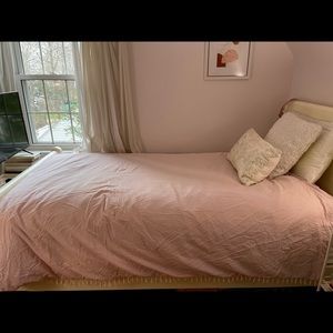 Urban Outfitters Pink Washed Cotton Tassel Duvet Cover